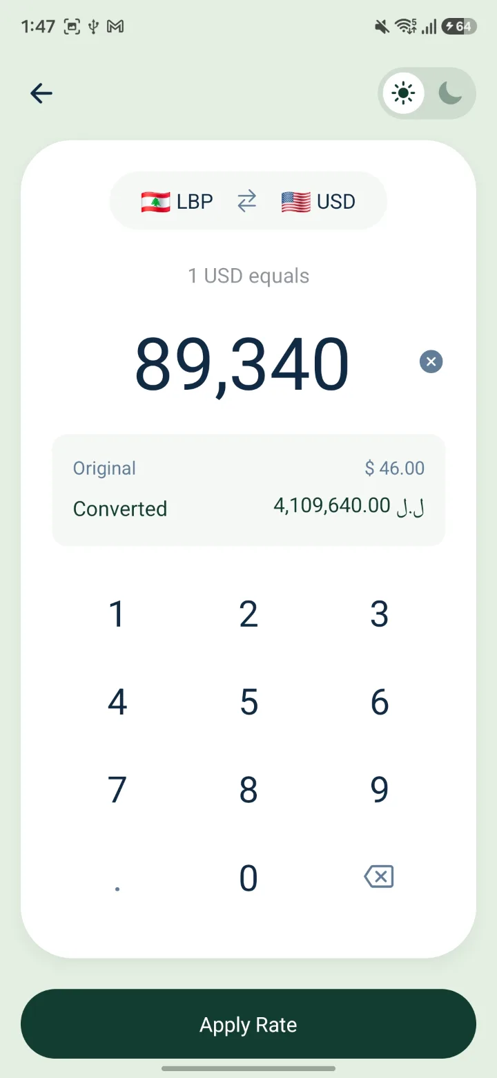 Custom exchange rate keypad