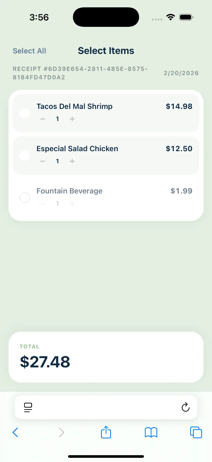 Select items in a mobile browser